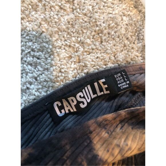 Capsulle Women’s Blue and Tan Tie Dye Bodycon Stylish Maxi Dress Size L New. - Picture 10 of 10